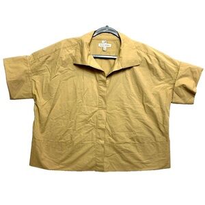 Banana Republic Shirt Womens L Tan Laurel French Cuff Button Up Top
